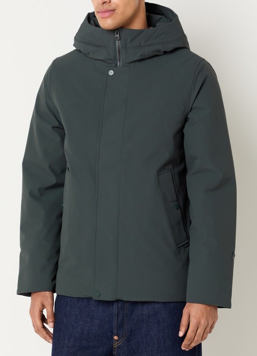Elvine Beurnie gewatteerde parka met steekzakken en logo - detail olijfgroen
