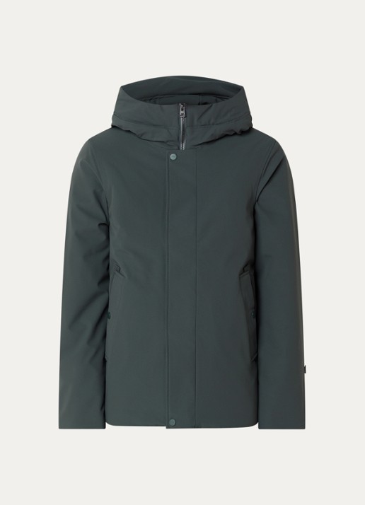 Elvine Beurnie gewatteerde parka met steekzakken en logo - voorkant 3 olijfgroen