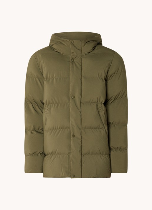 Elvine Bror REC. puffer jack met waterafstotende coating en capuchon - voorkant mosgroen