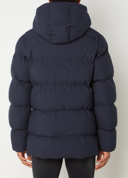 Elvine Bror REC. puffer jack met waterafstotende coating en capuchon - achterkant 3 donkerblauw