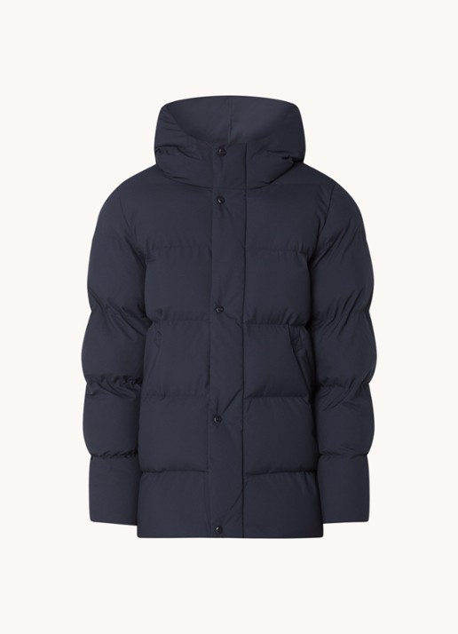 Elvine Bror REC. puffer jack met waterafstotende coating en capuchon - voorkant donkerblauw