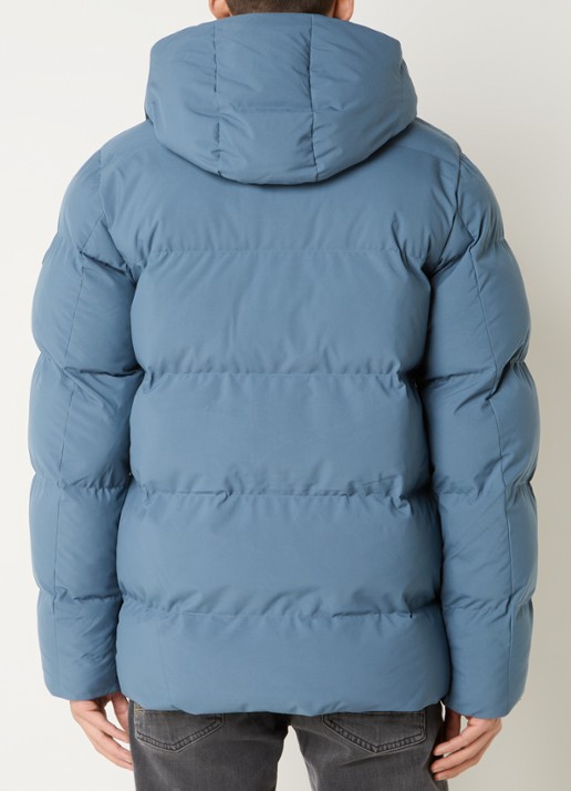 Elvine Bror REC. puffer jack met waterafstotende coating en capuchon - achterkant 4 staalblauw