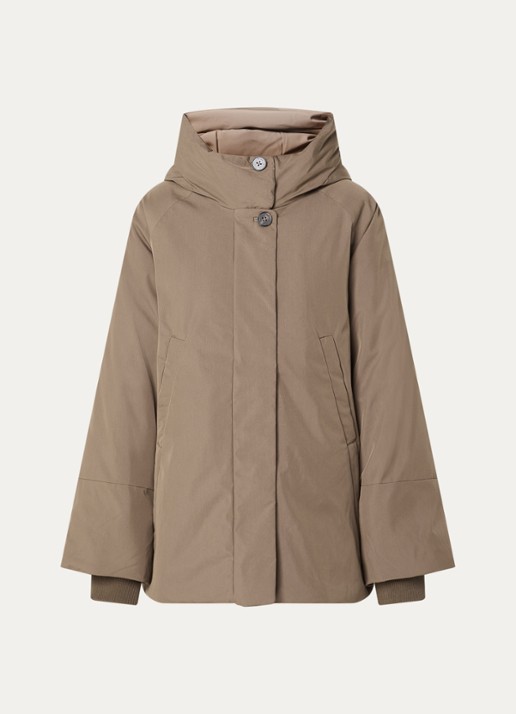 Elvine Celina gewatteerde parka met opstaande kraag en waterafstotende coating - voorkant 3 donkerkhaki