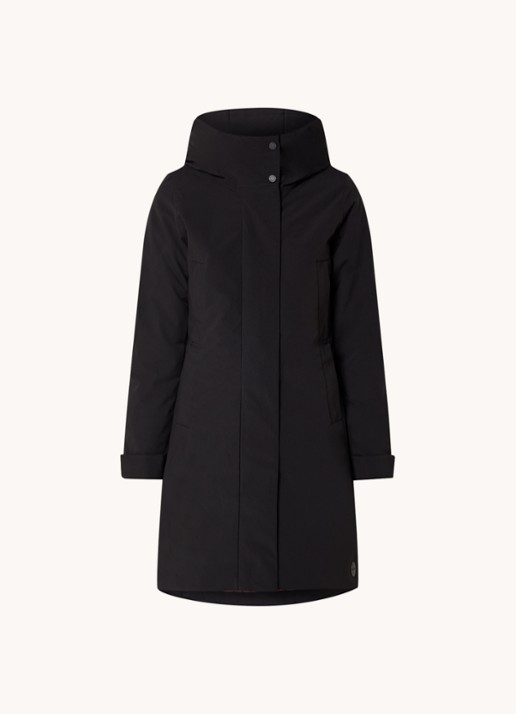 Elvine Eline parka met ritszakken en waterafstotende coating - voorkant zwart