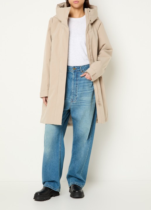 Elvine Eline parka met ritszakken en waterafstotende coating - voorkant 3 khaki