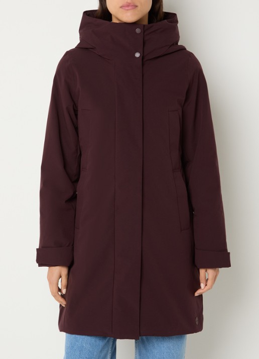 Elvine Eline parka met ritszakken en waterafstotende coating - detail bordeauxrood