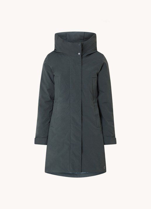 Elvine Eline parka met ritszakken en waterafstotende coating - voorkant olijfgroen
