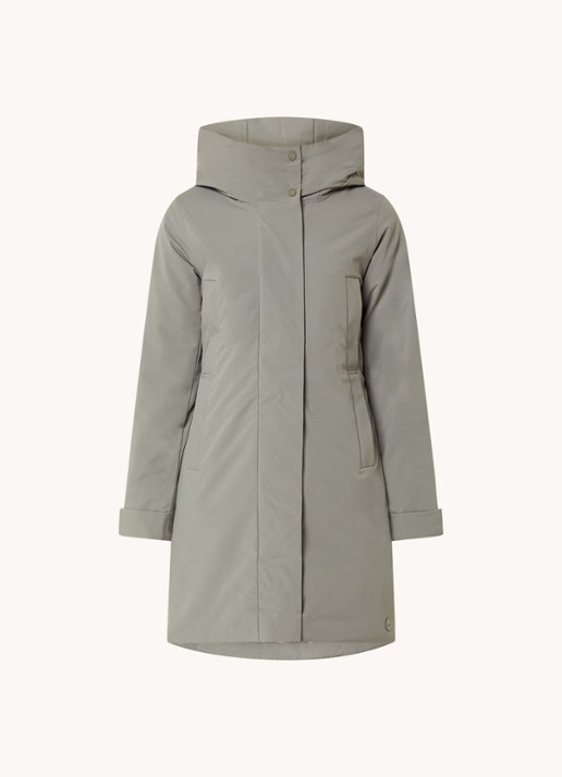 Elvine Eline parka met ritszakken en waterafstotende coating - voorkant 2 mosgroen