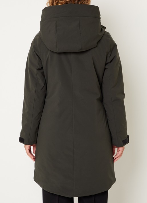 Elvine Eline parka met ritszakken en waterafstotende coating - achterkant 3 legergroen