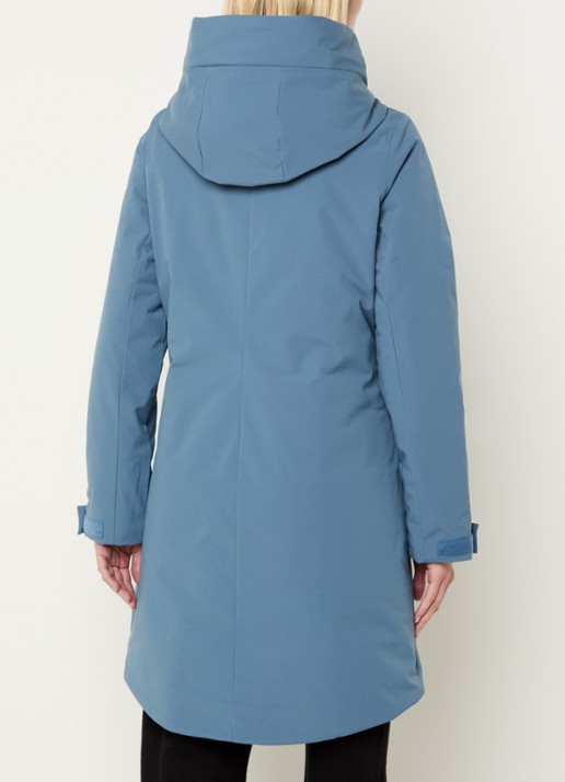 Elvine Eline parka met ritszakken en waterafstotende coating - achterkant staalblauw