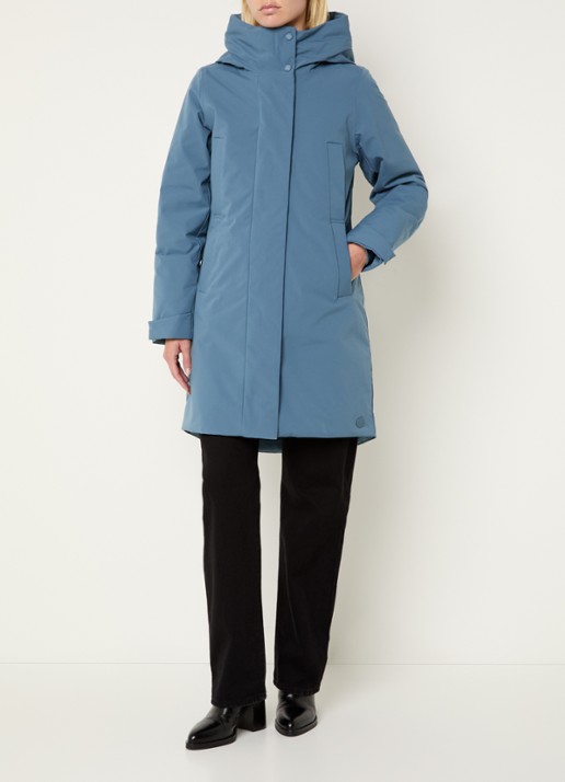 Elvine Eline parka met ritszakken en waterafstotende coating - voorkant 3 staalblauw