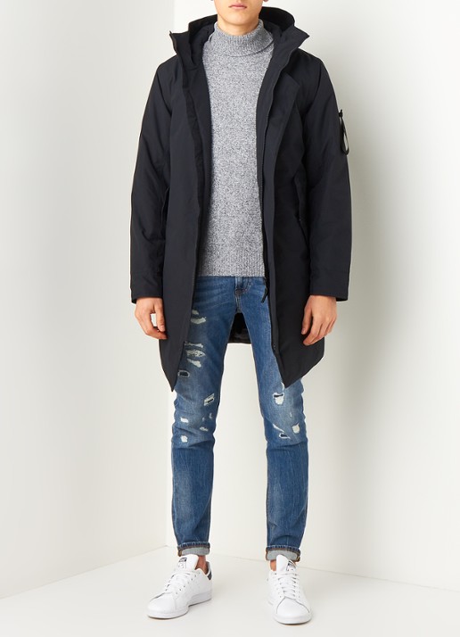 Elvine Gunter gewatteerde parka met capuchon - voorkant 2 donkerblauw