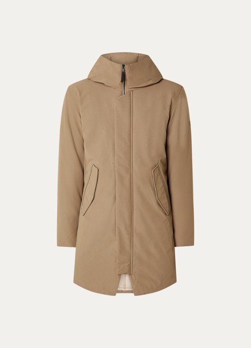 Elvine Gunter gewatteerde parka met capuchon - voorkant zand