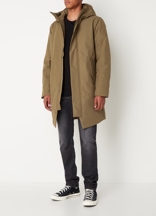 Elvine Gunter gewatteerde parka met capuchon - voorkant 3 olijfgroen