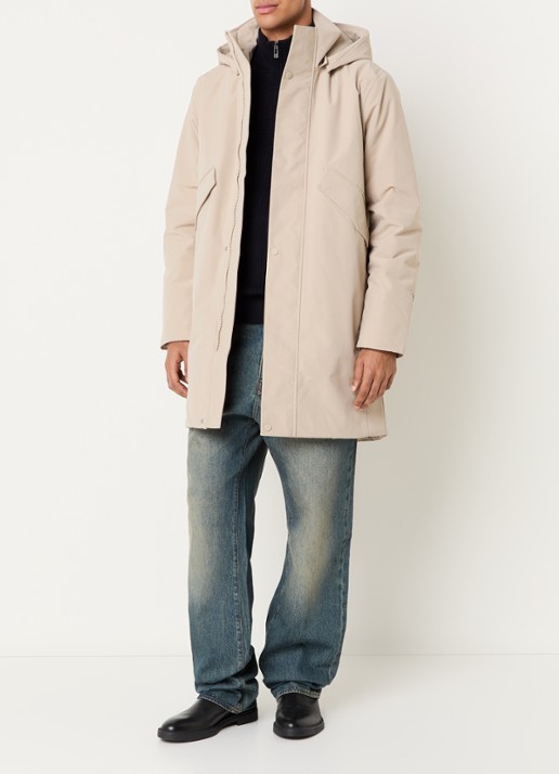 Elvine Janne gewatteerde parka met klepzakken - voorkant 3 donkerbeige