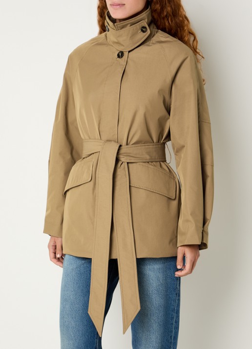 Elvine Roya trenchcoat met opstaande kraag en strikceintuur