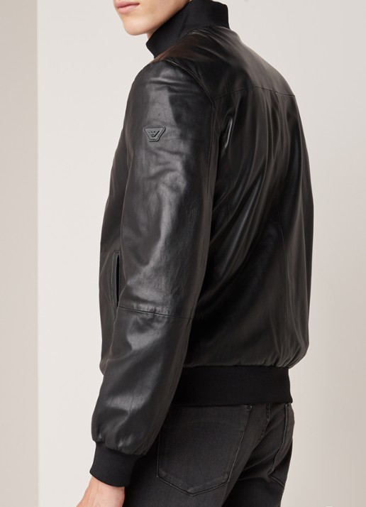 Emporio Armani Bomberjack van lamsleer - achterkant 2 zwart