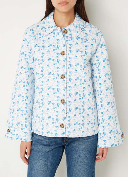 Envii Encamellia gewatteerd jack met bloemenprint - detail blauw