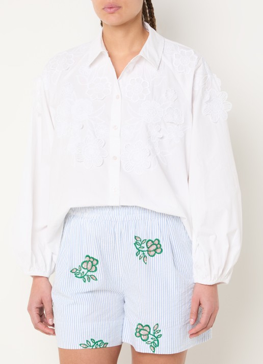 Essentiel Antwerp Blouse met bloemborduring en vlindermouwen