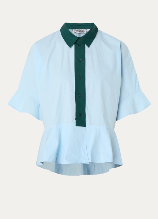 Essentiel Antwerp Blouse met kraag - voorkant 2 lichtblauw