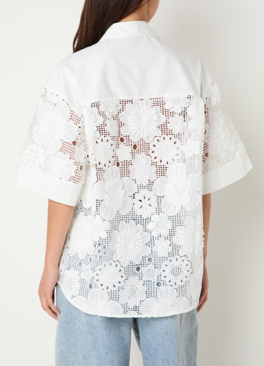 Essentiel Antwerp Blouse met opengewerkt dessin - achterkant wit