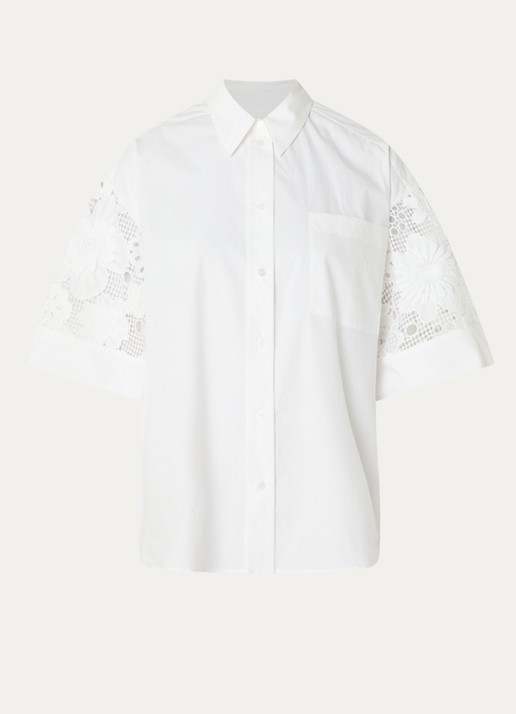 Essentiel Antwerp Blouse met opengewerkt dessin - voorkant 3 wit