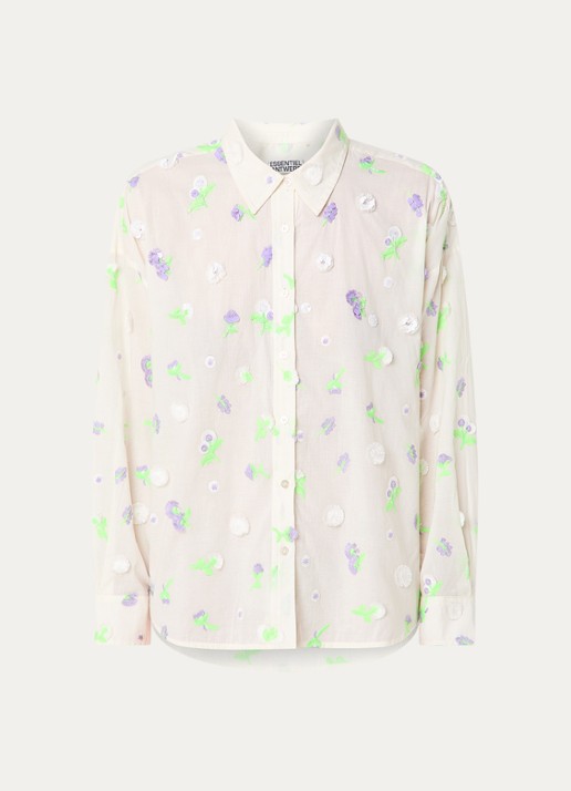 Essentiel Antwerp Blouse met pailletten en borduring - voorkant 2 creme
