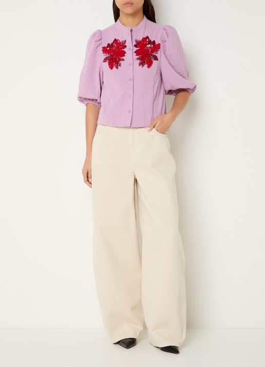 Essentiel Antwerp Blouse met pailletten - voorkant 2 paars