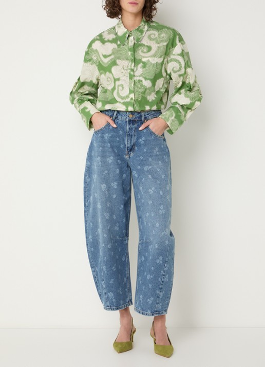 Essentiel Antwerp Blouse met print en borstzak - voorkant 2 groen