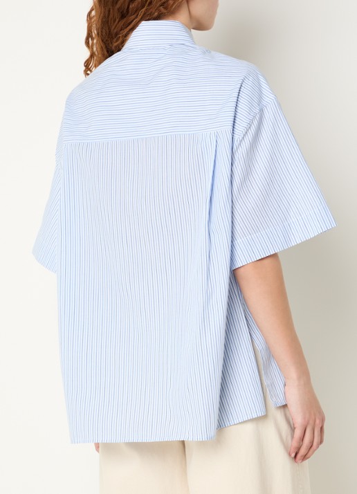 Essentiel Antwerp Blouse met streepprint en afneembare sjaalkraag - achterkant 4 lichtblauw
