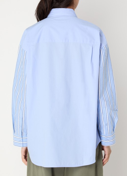 Essentiel Antwerp Blouse met streepprint en bostzak - achterkant blauw