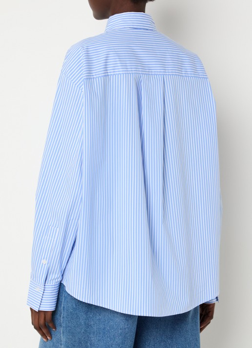 Essentiel Antwerp Blouse met strikdetail en borstzak - achterkant blauw