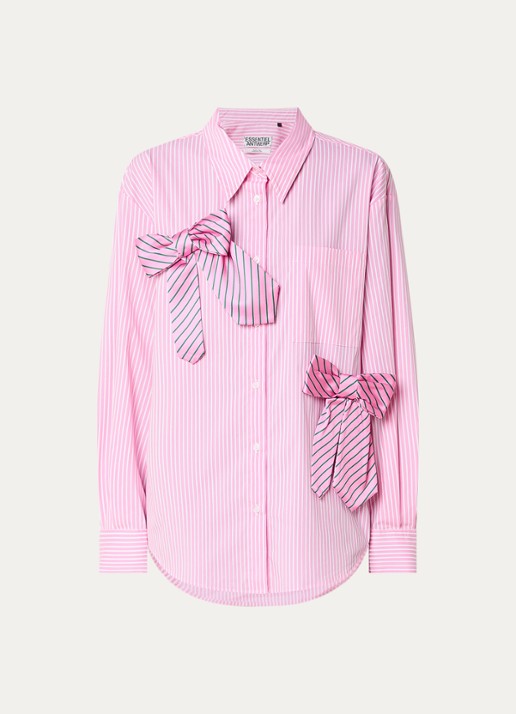 Essentiel Antwerp Blouse met strikdetail en borstzak - voorkant 2 roze