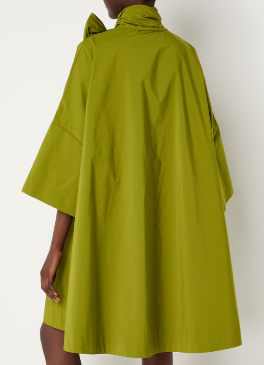 Essentiel Antwerp Greezer midi jurk met sjaalkraag - achterkant groen