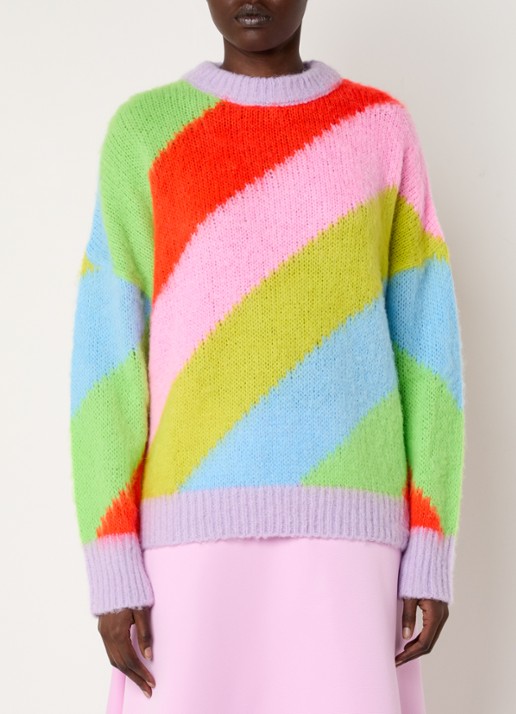 Essentiel Antwerp Grofgebreide trui in wolblend met colour blocking