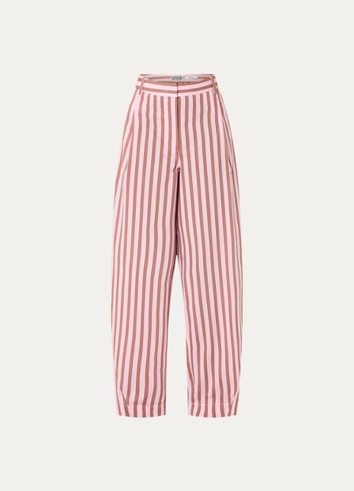 Essentiel Antwerp High waist balloon fit broek met streepprint - voorkant roze