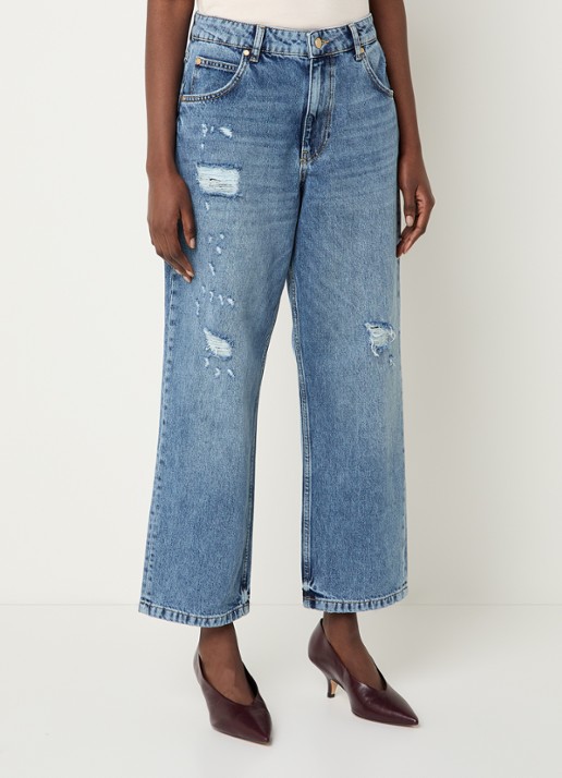 Essentiel Antwerp High waist cropped jeans met destroyed afwerking