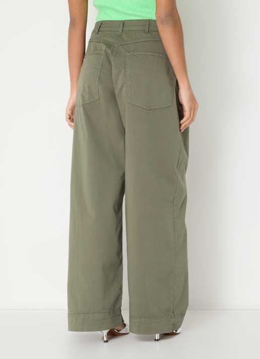 Essentiel Antwerp High waist loose fit broek met steekzakken - achterkant groen