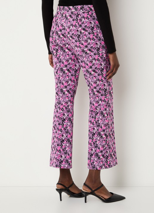 Essentiel Antwerp High waist straight fit cropped pantalon met jacquard dessin - achterkant 4 paars