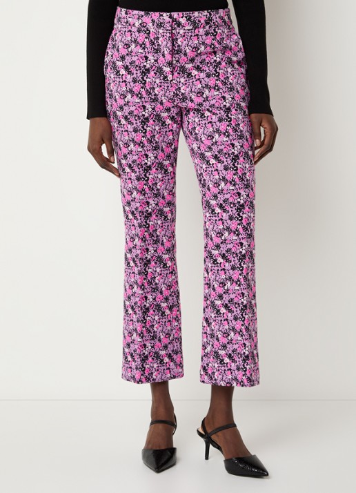 Essentiel Antwerp High waist straight fit cropped pantalon met jacquard dessin