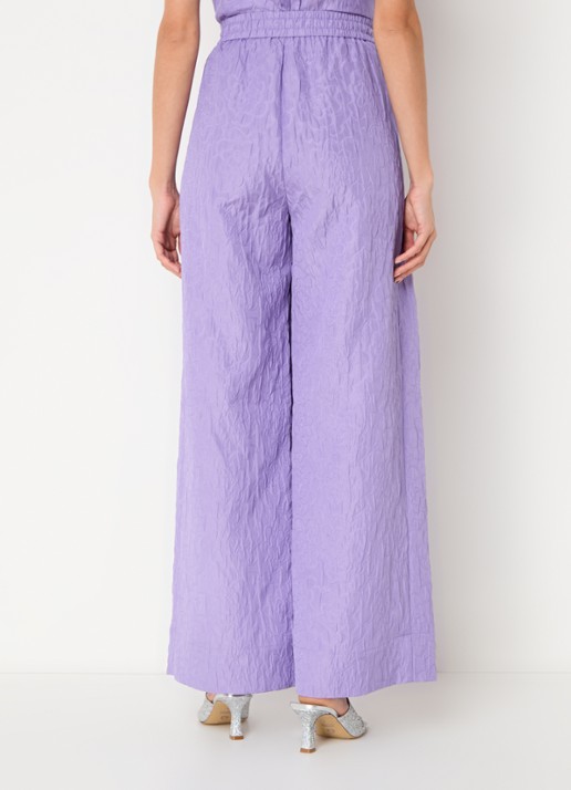 Essentiel Antwerp High waist wide fit broek met jacquard dessin - achterkant 2 paars