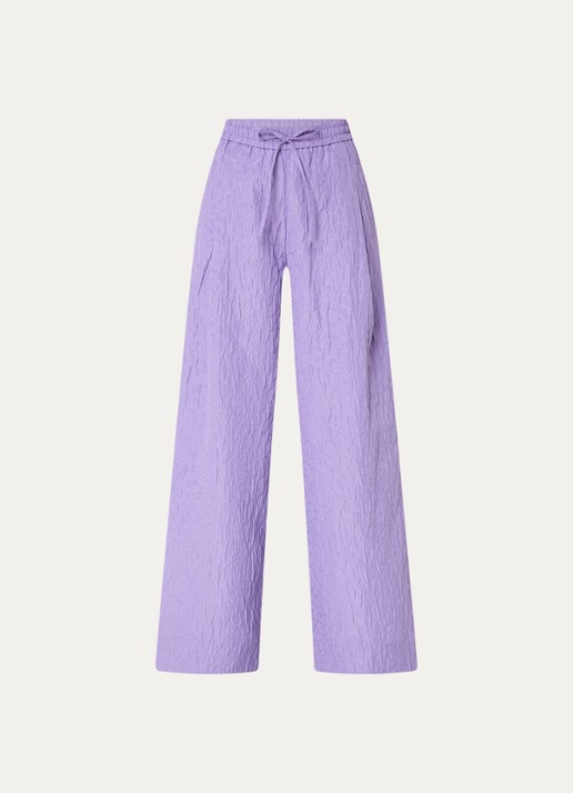 Essentiel Antwerp High waist wide fit broek met jacquard dessin - voorkant 3 paars