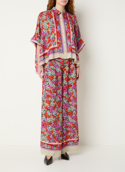 Essentiel Antwerp High waist wide fit palazzo broek in zijdeblend - voorkant 3 rood