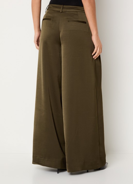 Essentiel Antwerp High waist wide fit pantalon met steekzakken - achterkant 3 bronsgroen