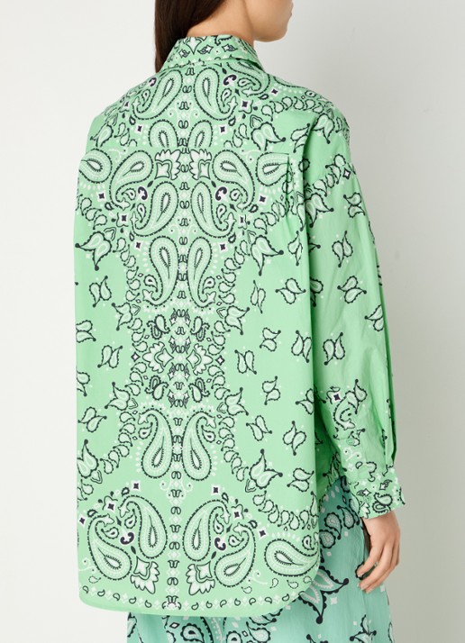 Essentiel Antwerp Histende oversized blouse met paisley dessin - achterkant 4 turquoise