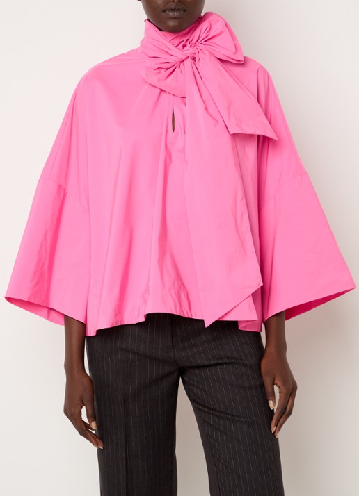 Essentiel Antwerp Igator oversized tuniek met strikkraag - detail roze