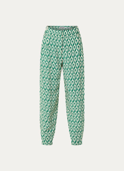 Essentiel Antwerp Ihalton high waist wide fit palazzo broek met print - voorkant groen