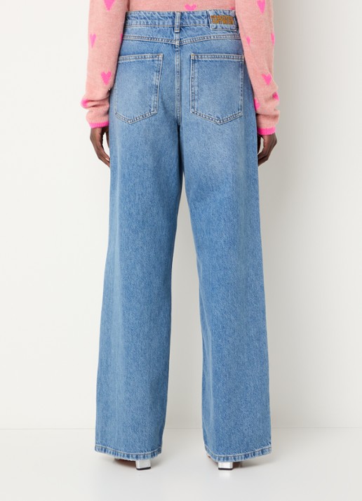 Essentiel Antwerp Interesting high waist wide leg jeans met strass - achterkant 3 indigo