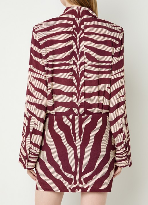 Essentiel Antwerp Isniper mini tuniekjurk met zebraprint - achterkant 2 bordeauxrood