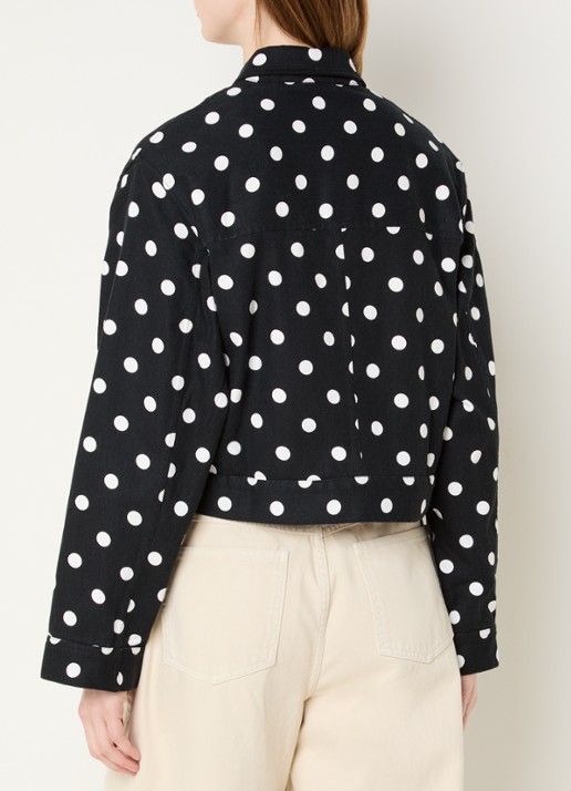 Essentiel Antwerp Jaborosa cropped jack met stippenprint - achterkant 3 zwart